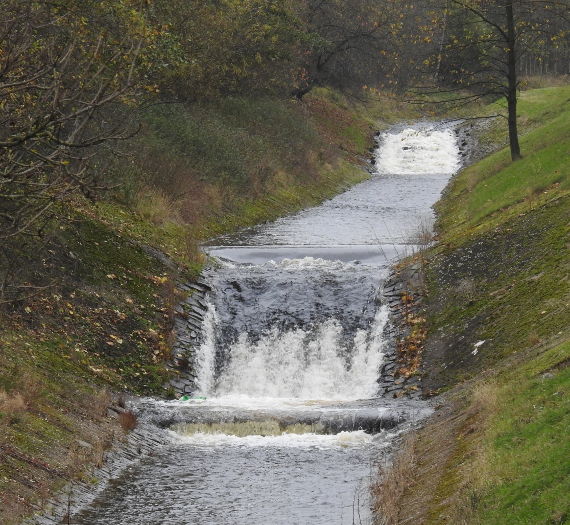 Regulovaný úsek Prunéřovského potoka v Krušných horách

